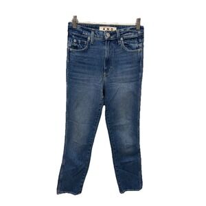 AMO Chloe Crop Jeans Dearest Wash High Rise Straight Leg Blue Denim Women 25
